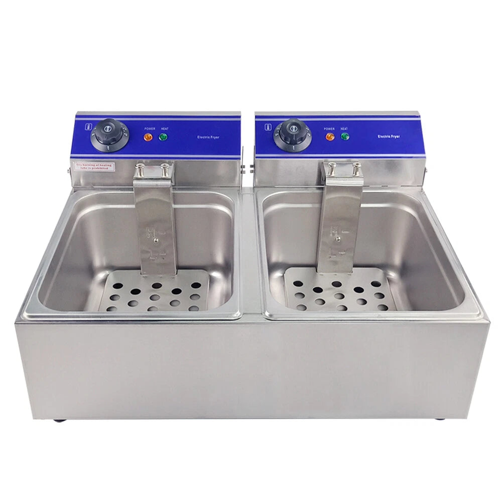 Genesis Catering Equipment Tabletop 13amp Electric 10L Twin Tank Fryer, Model- DL-20B (NCE6585)