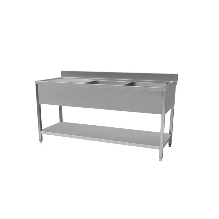 Hamoki Stainless Steel Double Sink, 160x60cm, With Mixer Tap, Model-STSK-166L (NCE6557)