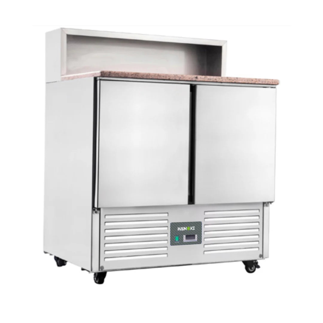 Hamoki Two Door Salad/Pizza Prep Counter Fridge With Granite Worktop (NCE4756)