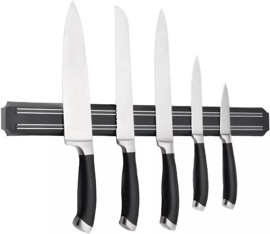 Black Magnetic Wall Mounted Knife Strip 38cm x1