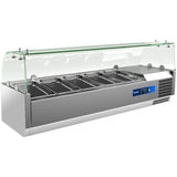 Prodis 150cm 6x1/3GN Tabletop Toppings Fridge With Curved Glass Surround, Model-EC-T15G. Delivery Included